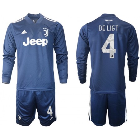 Juventus Matthijs de Ligt 4 Bambino Maglia Trasferta 2020/2021 Manica Lunga (+ Pantaloncini)